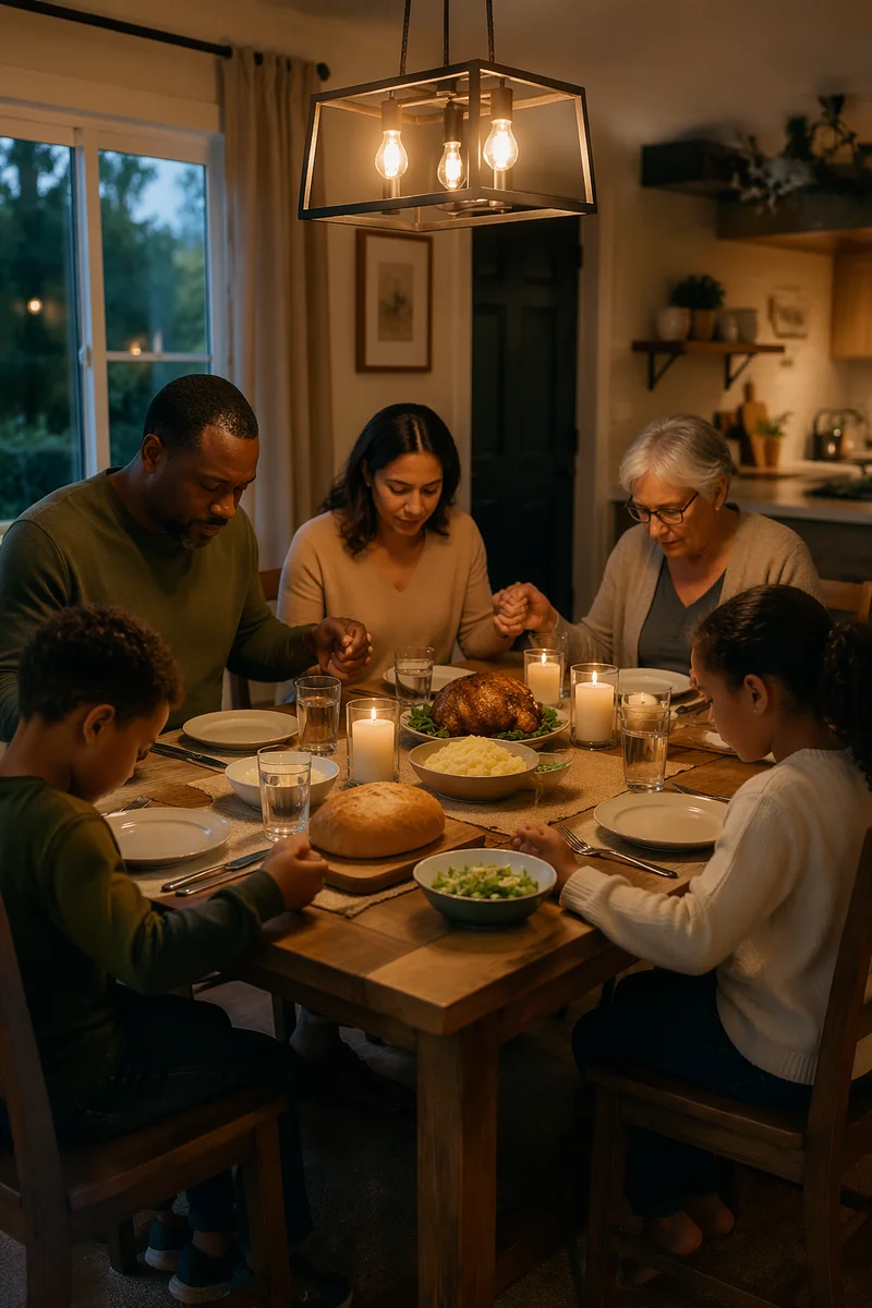 Multigenerational Family Prayer Before Dinner