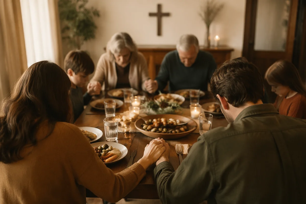 Christian Family Dinner Prayer at Home