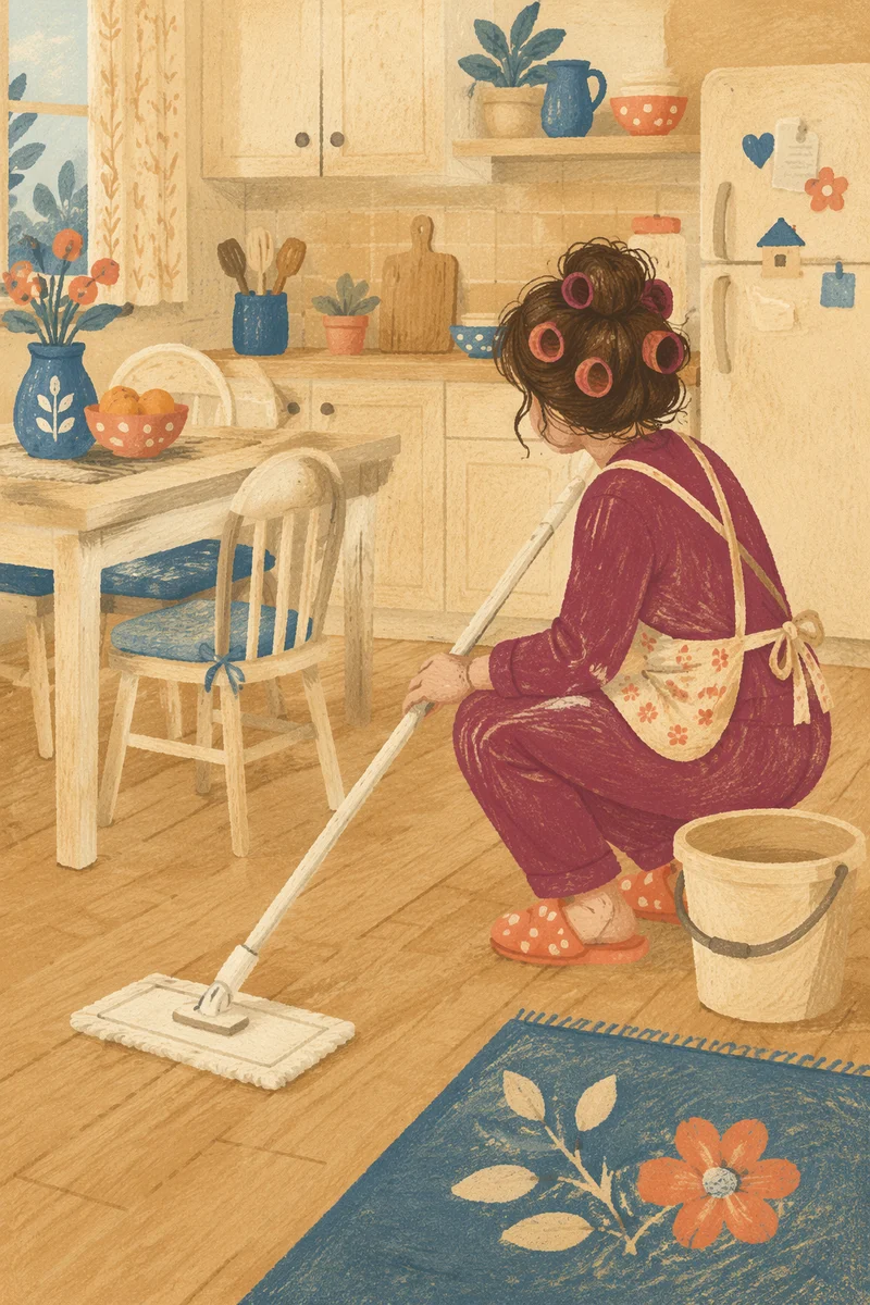 Casual Kitchen Cleaning in Tidy Home