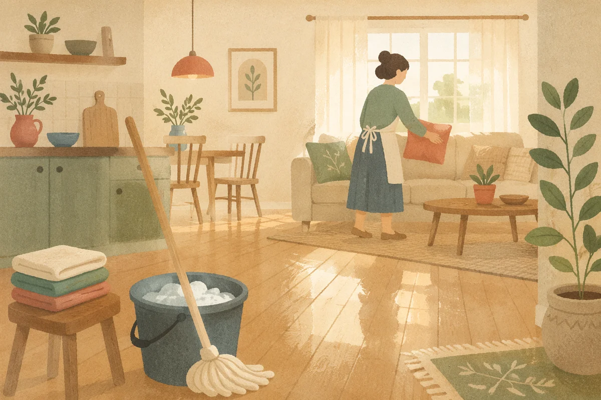 Sunlit Tidy Home After Morning Cleaning