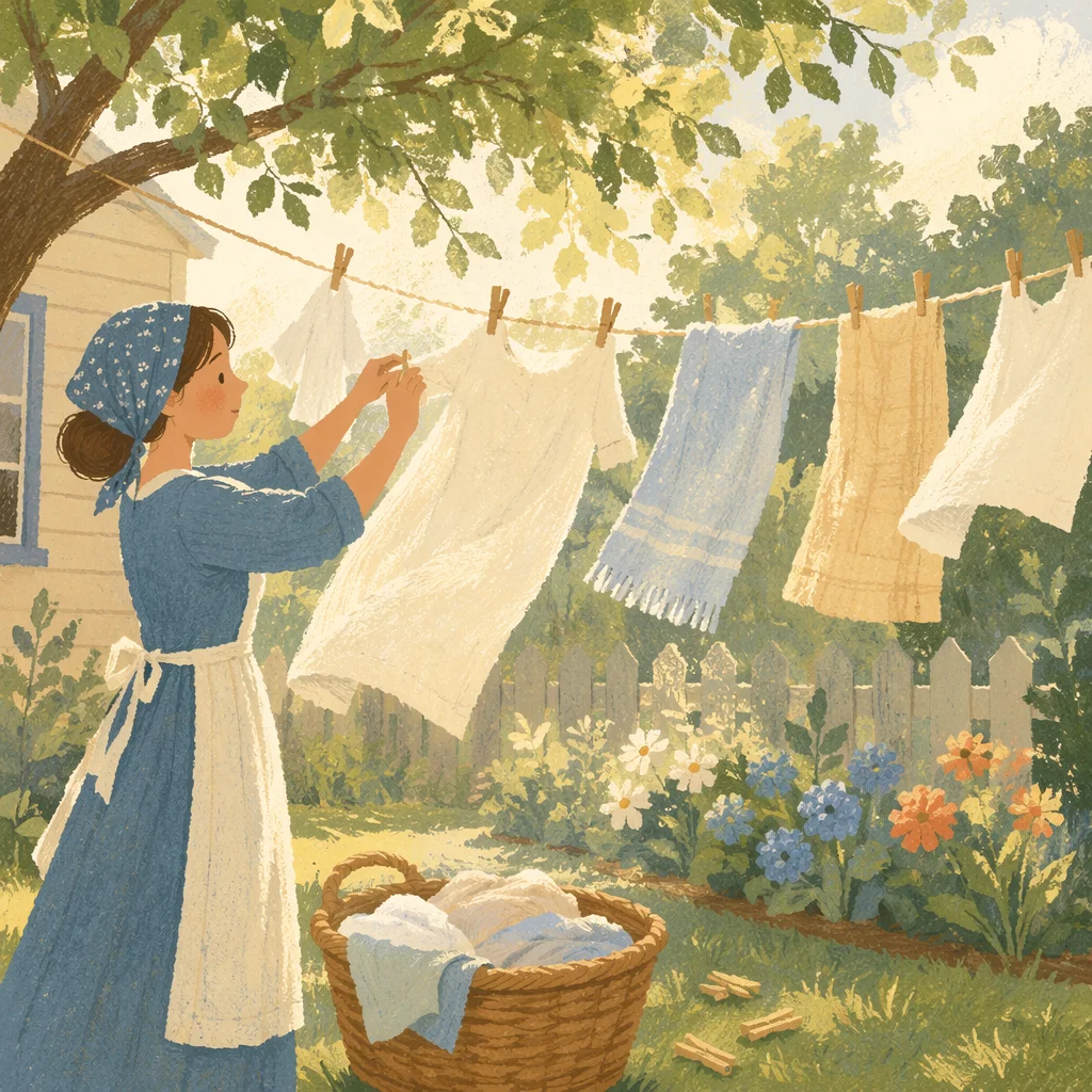 Sunlit Backyard Laundry in Summer Breeze