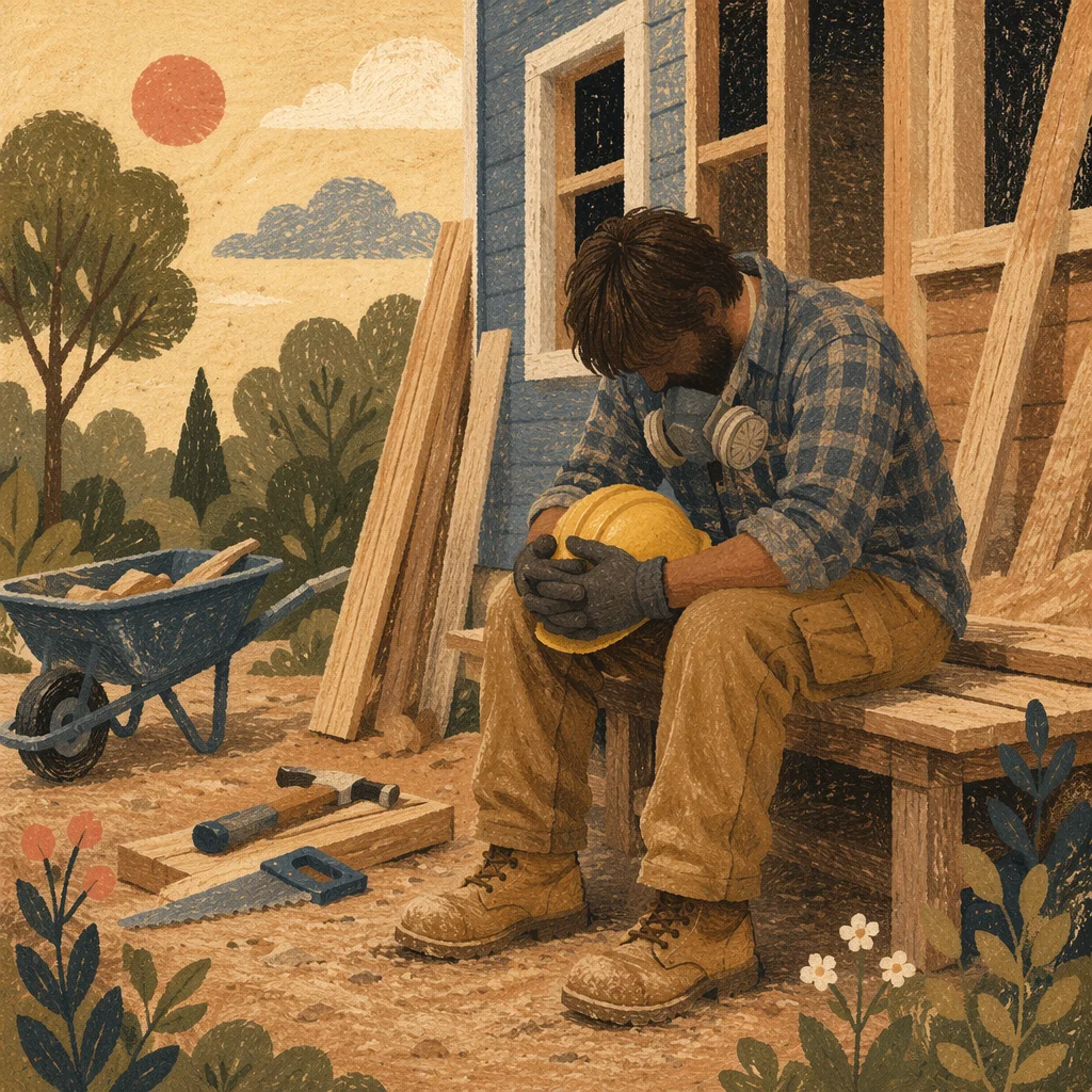 Construction Worker Prayer Break with Hard Hat