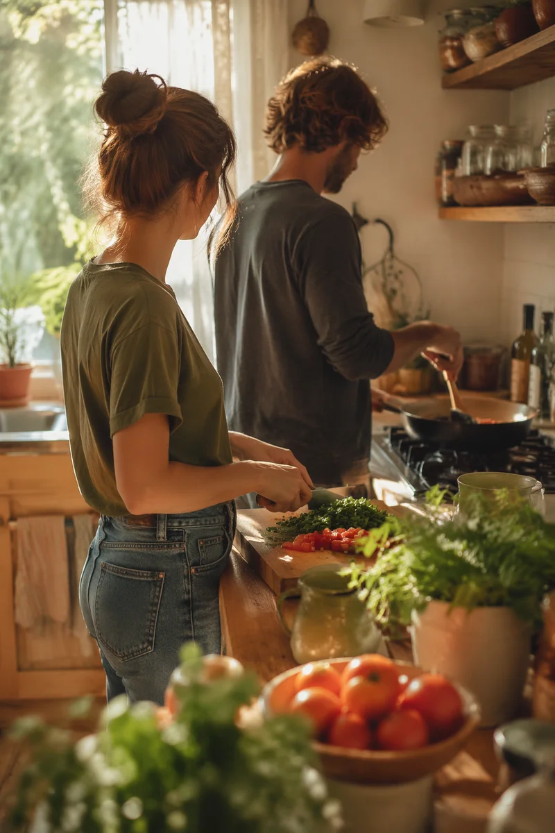 Couple Cooking Together on Sunday Morning