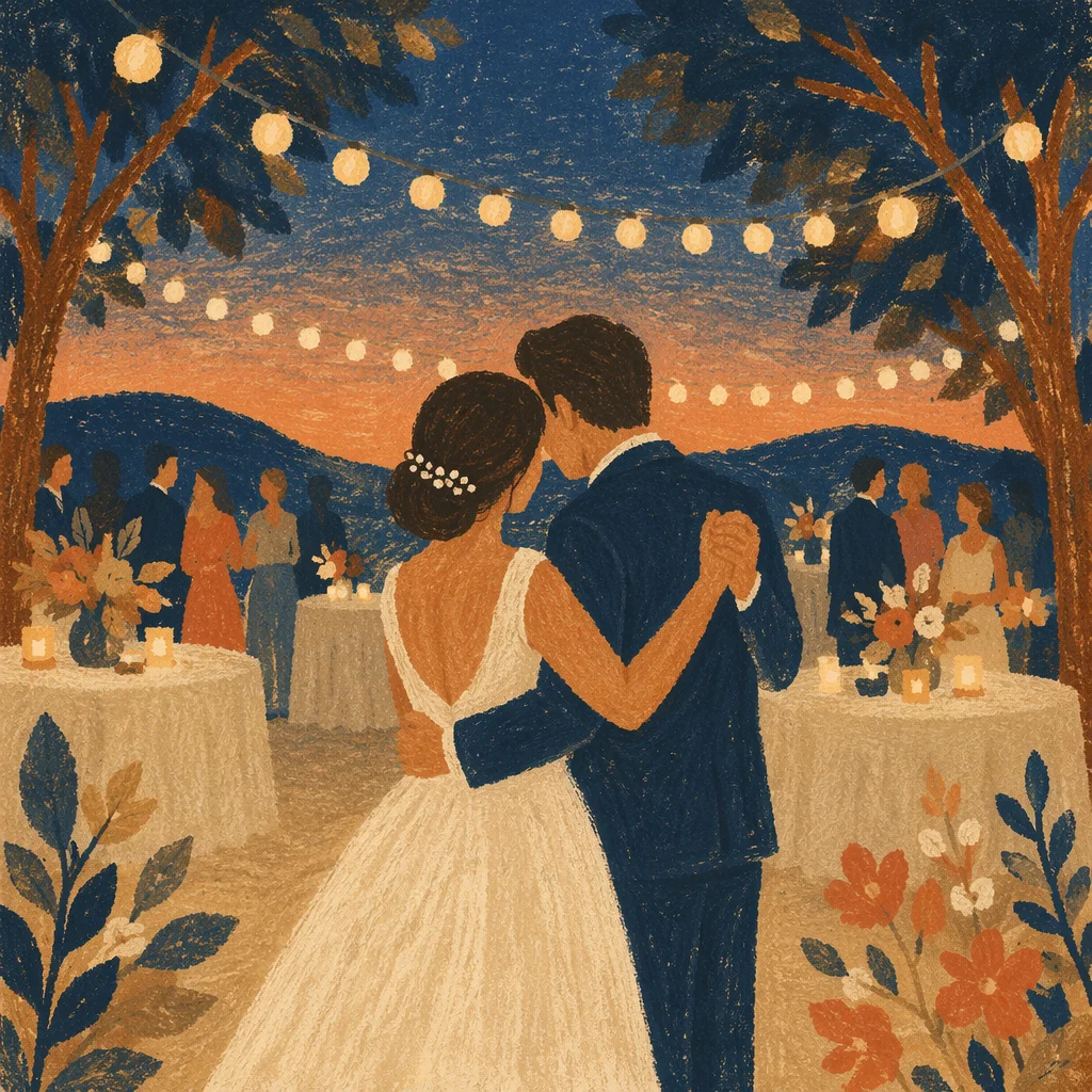 Romantic First Dance Under String Lights