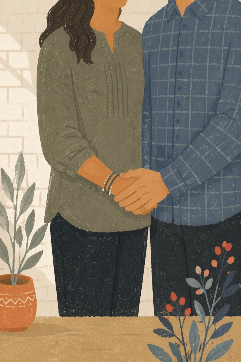 Couple Holding Hands in Quiet Prayer
