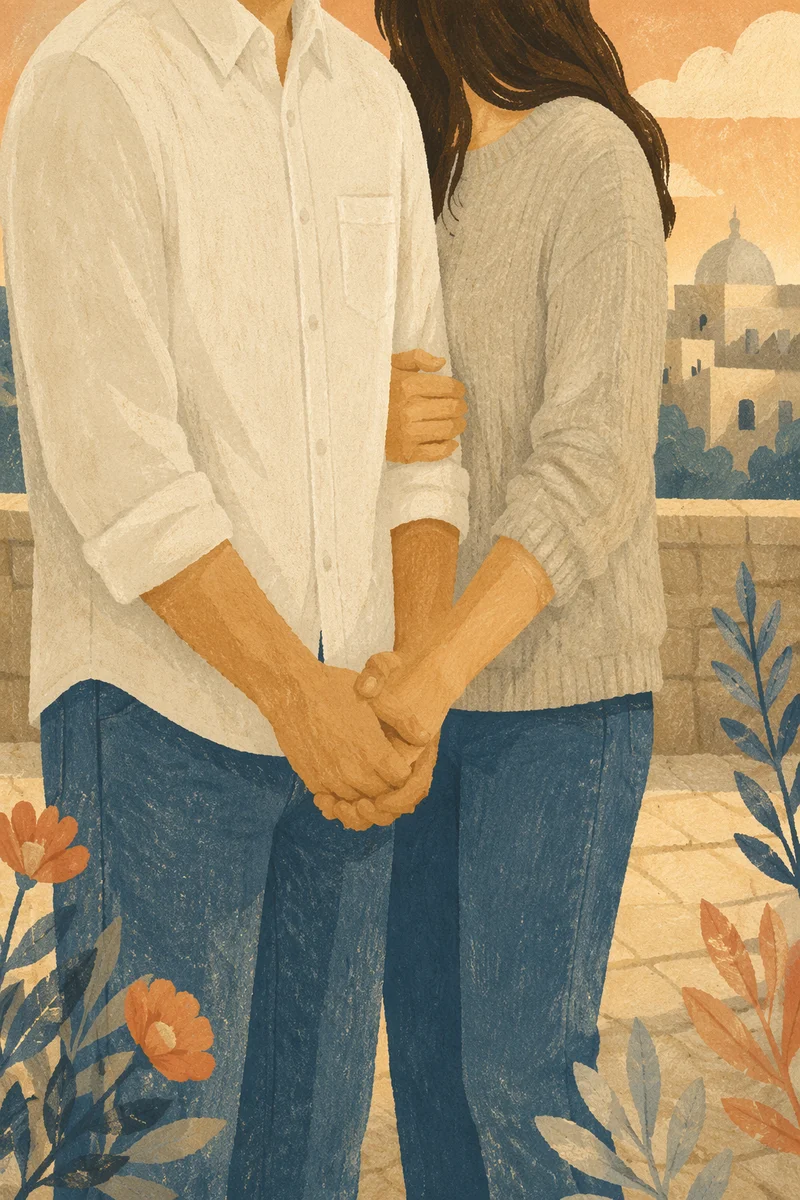 Couple Holding Hands in Quiet Prayer