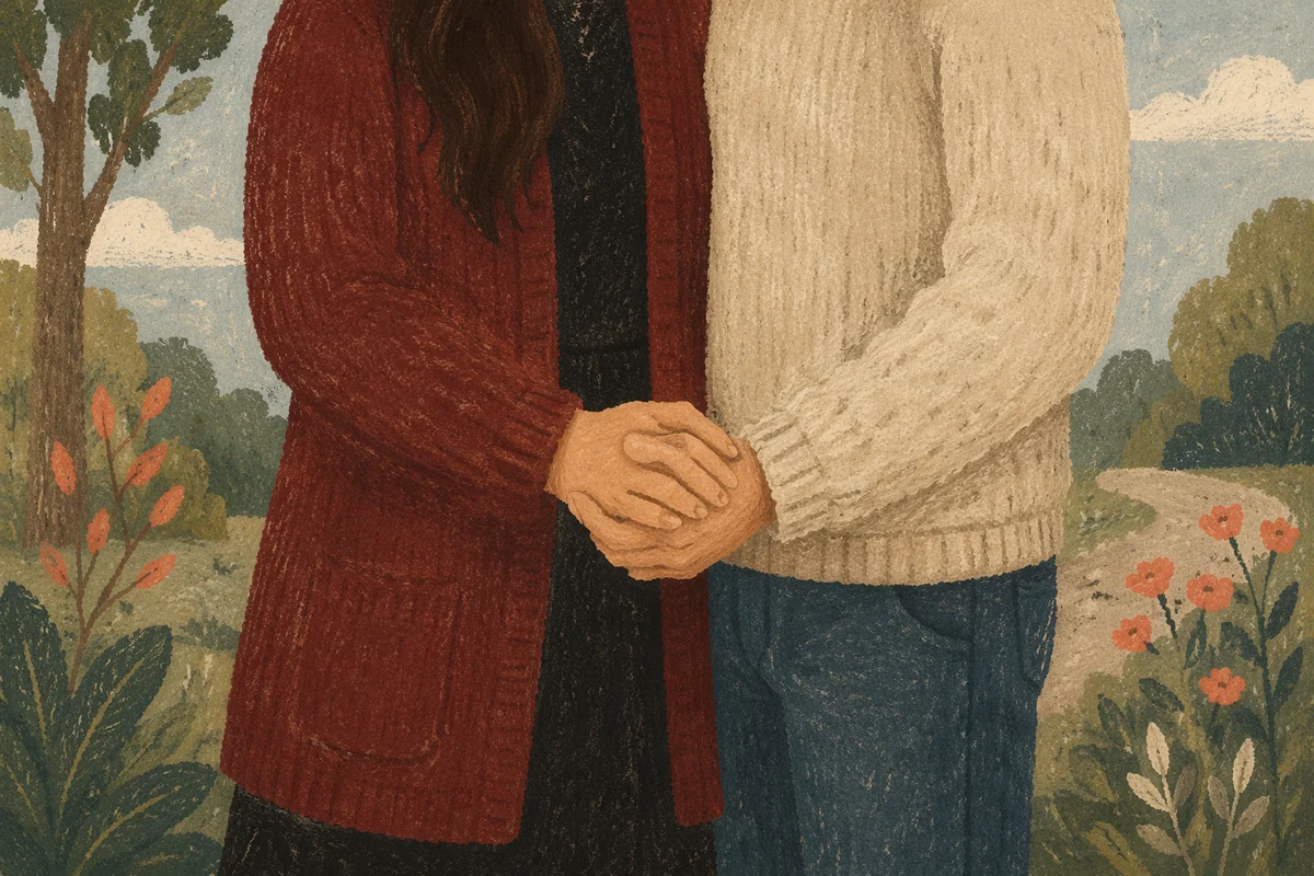 Couple Holding Hands in Outdoor Prayer