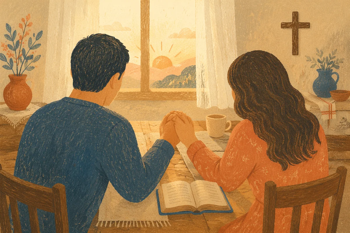 Morning Prayer Couple at Kitchen Table