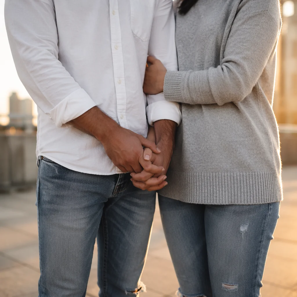 Couple Holding Hands in Quiet Prayer
