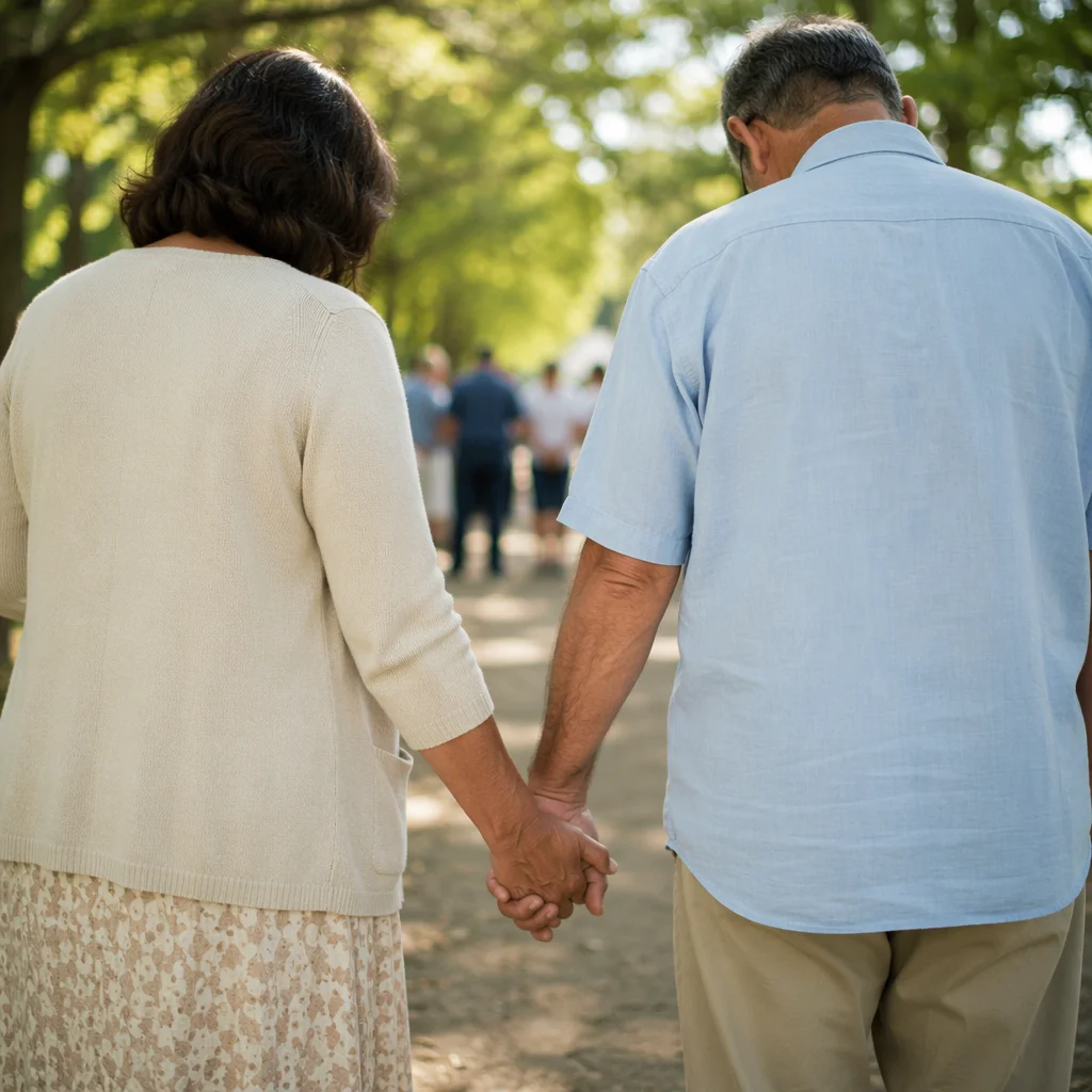 Couple Praying Hand in Hand Outdoors