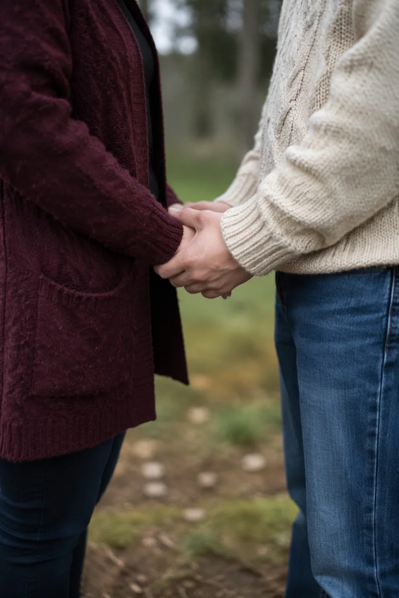 Couple Holding Hands in Quiet Prayer