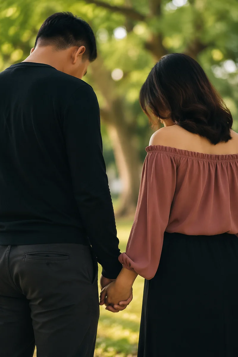 Couple Praying Hand in Hand in Park