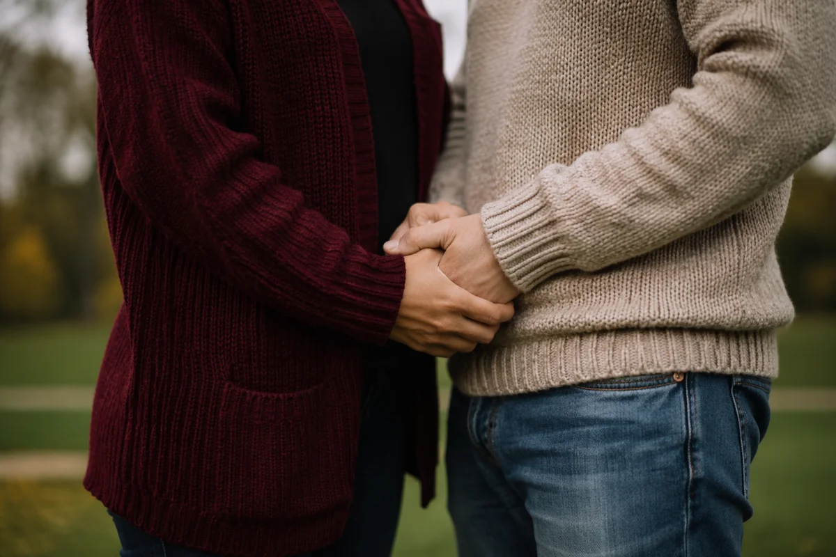 Couple Holding Hands in Outdoor Prayer