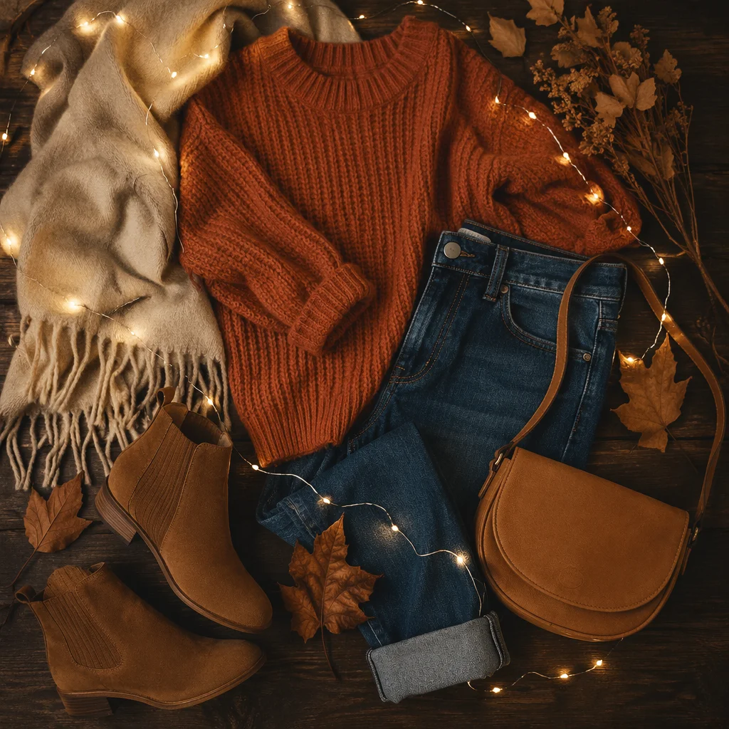 Cozy Autumn Outfit Flat Lay