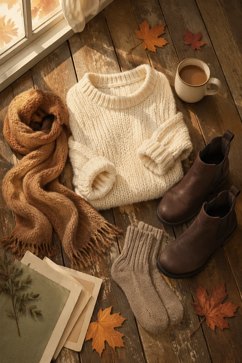 Cozy Autumn Outfit Flat Lay Scene