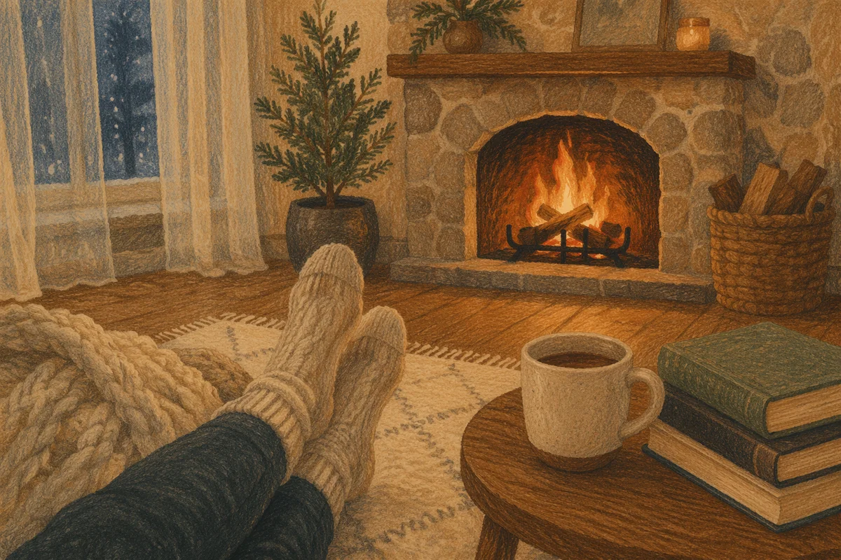Cozy Knit Socks by Fireplace Glow