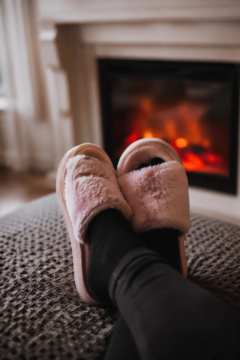 Cozy Slippers by Fireplace Winter Relaxation