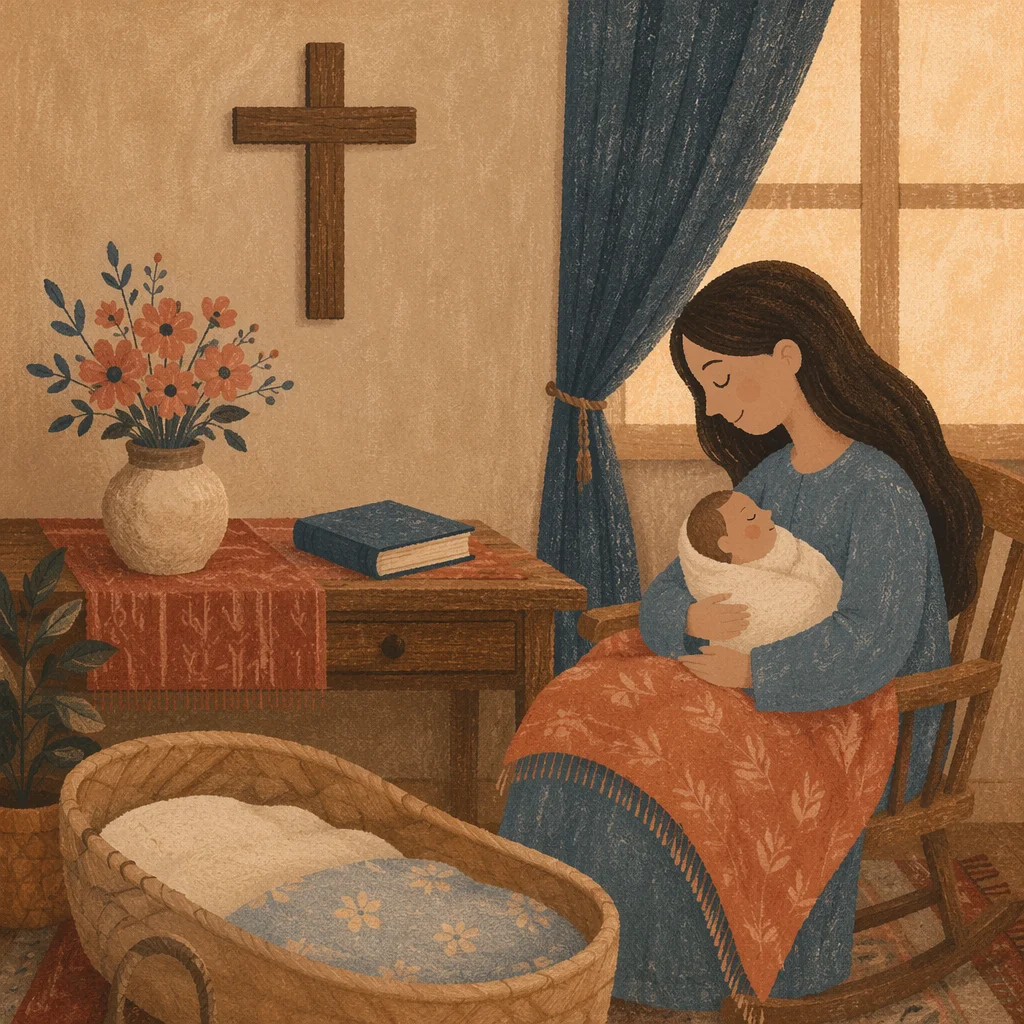 Wooden Cross in Cozy Family Living Room