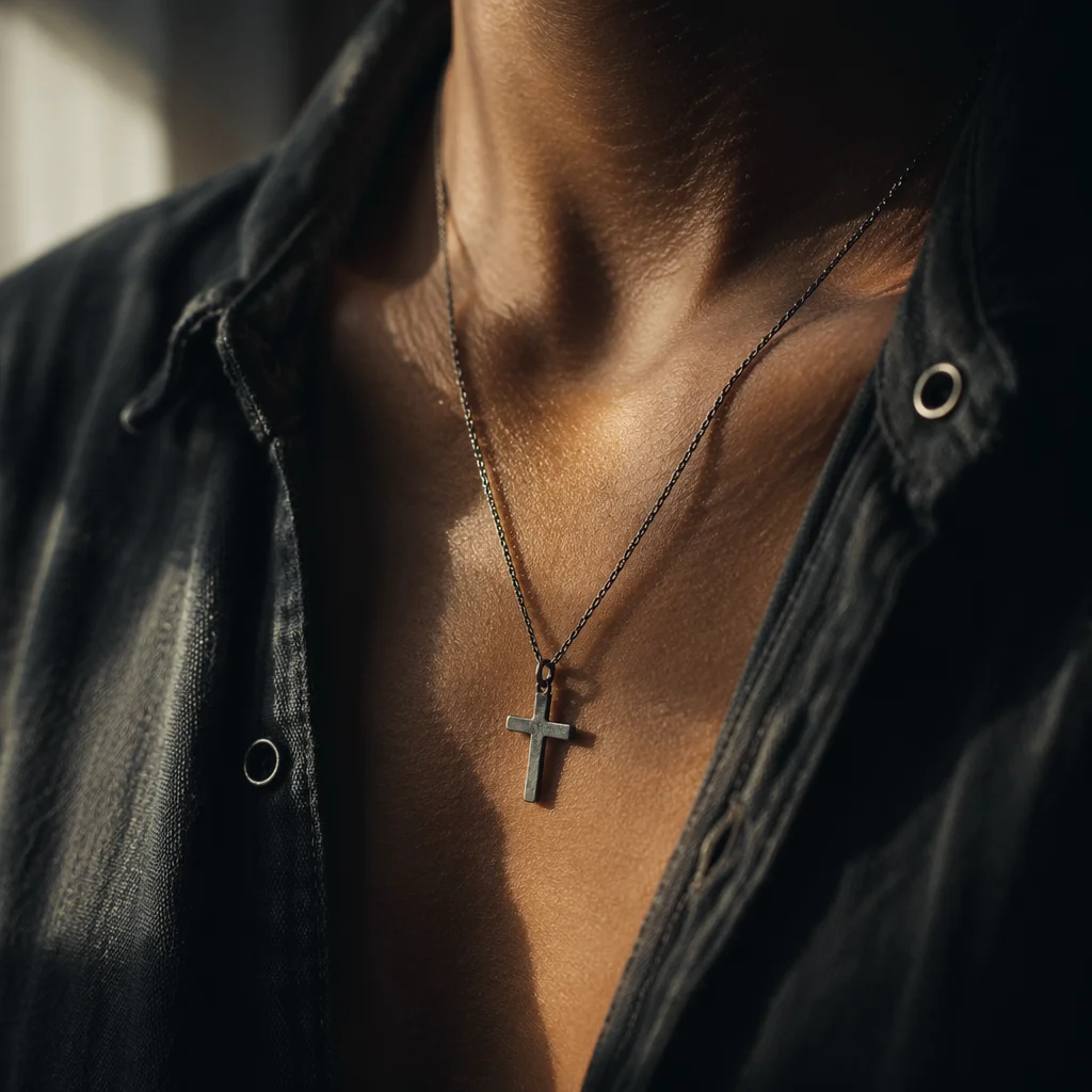 Silver Cross Necklace in Quiet Reflection