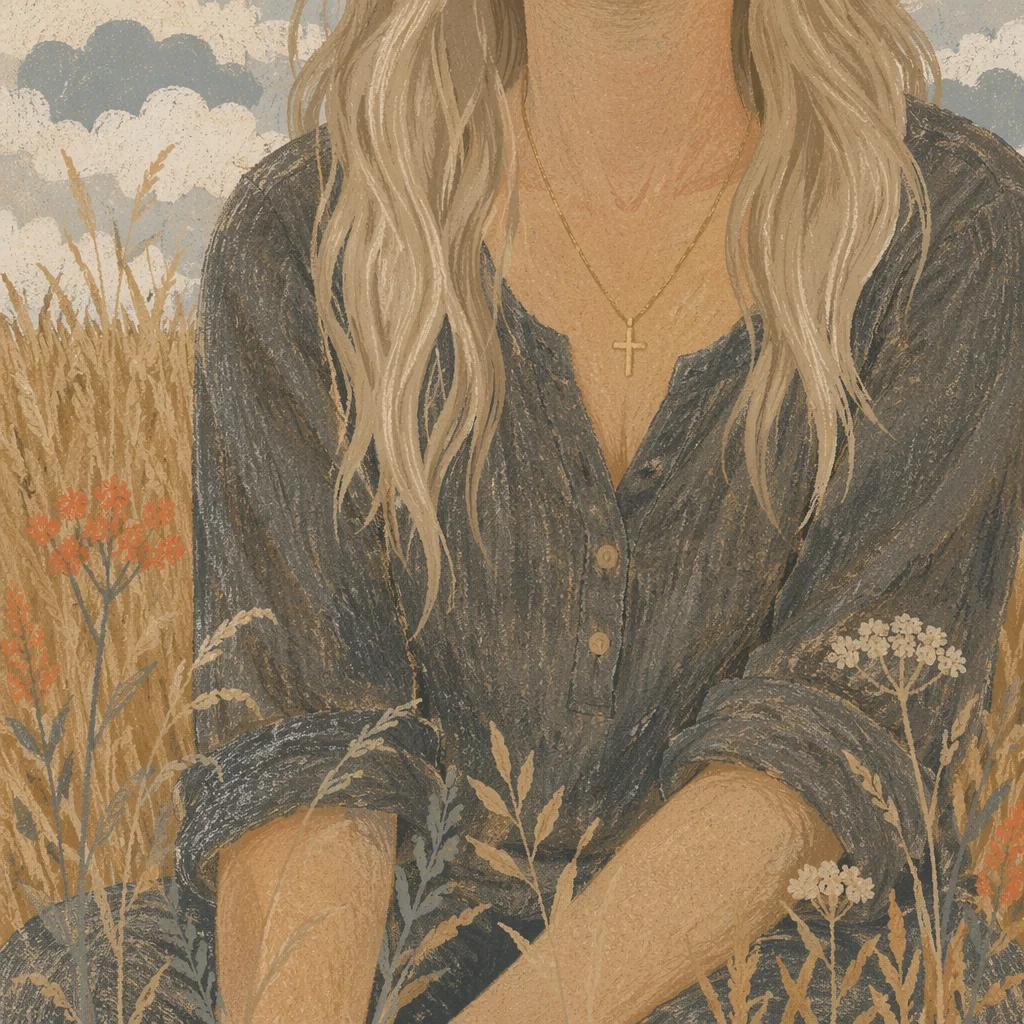 Gold Cross Necklace in Meadow Light