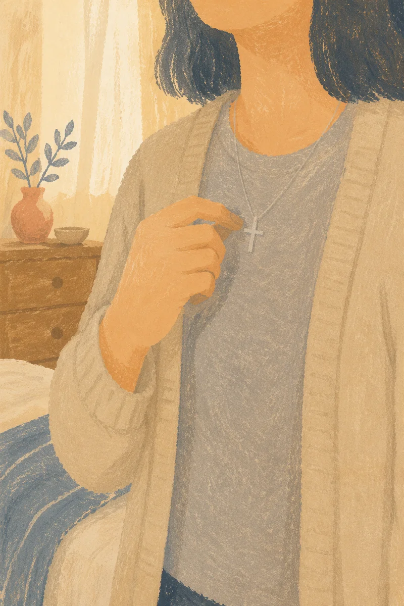 Simple Cross Necklace in Cozy Morning Light