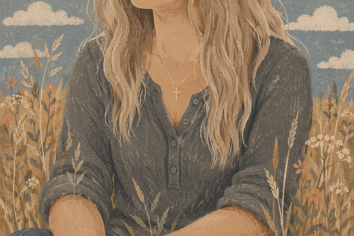 Gold Cross Necklace in Meadow Light