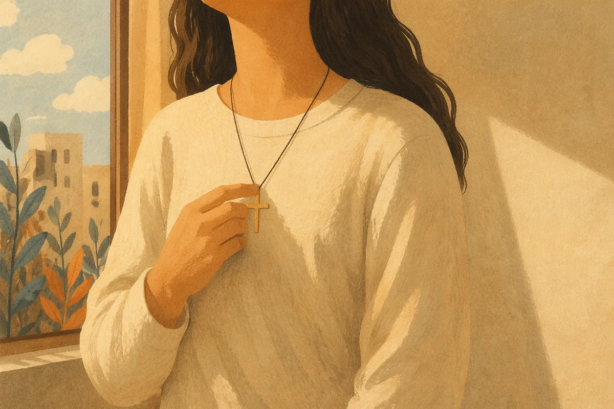 Simple Cross Necklace in Morning Light