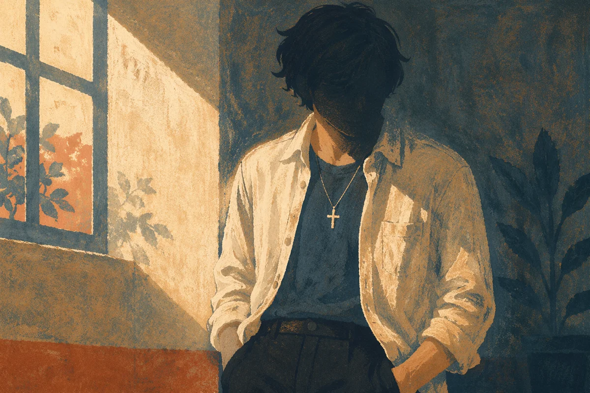 Cross Pendant Portrait in Quiet Window Light