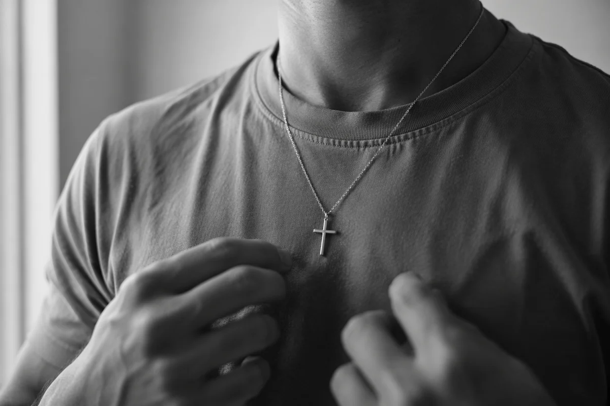 Silver Cross Necklace in Quiet Faith Moment