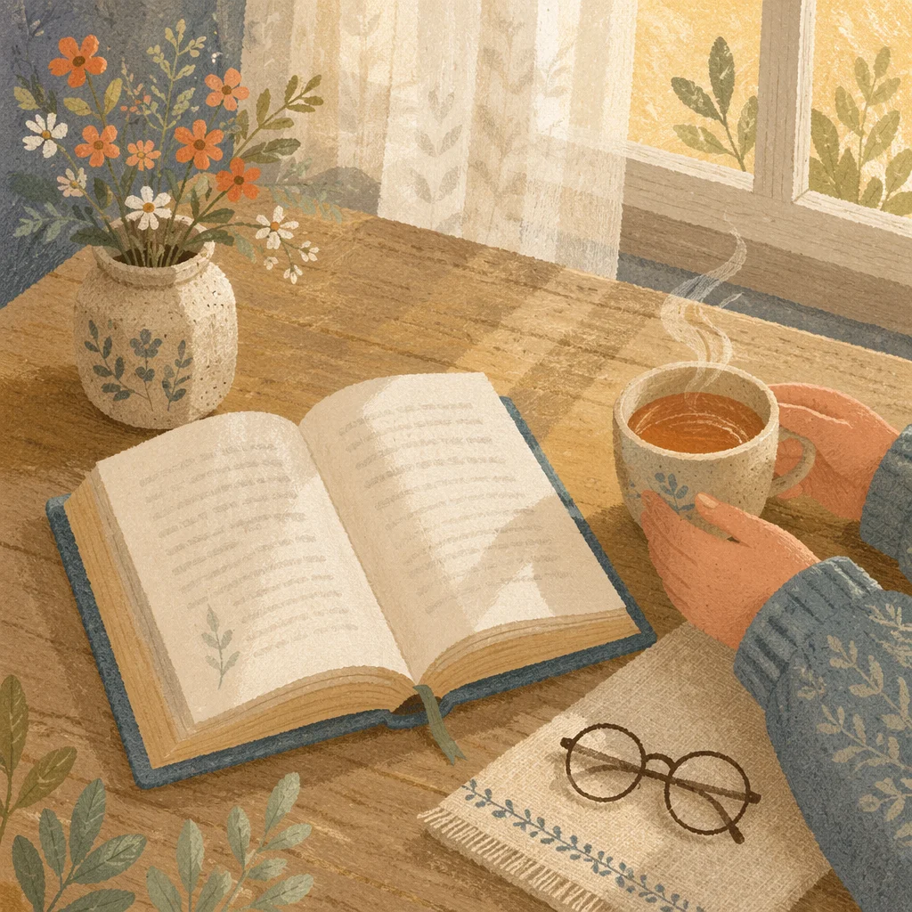 Open Book and Tea by Window