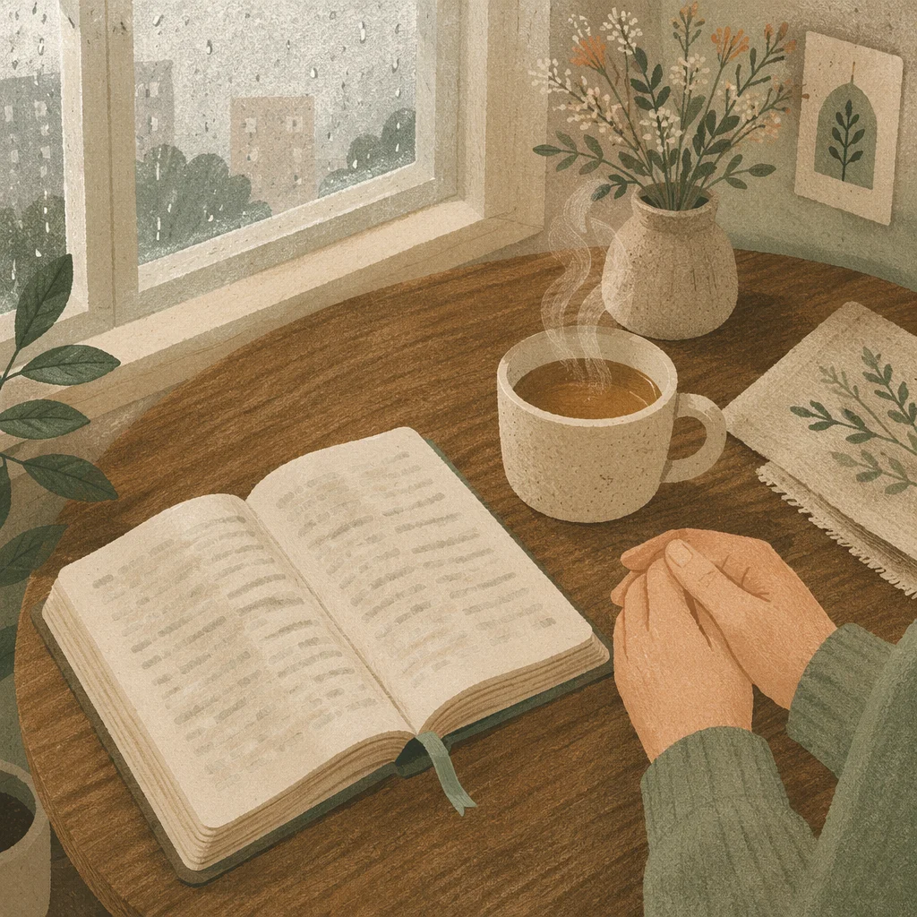 Open Book and Tea by Window