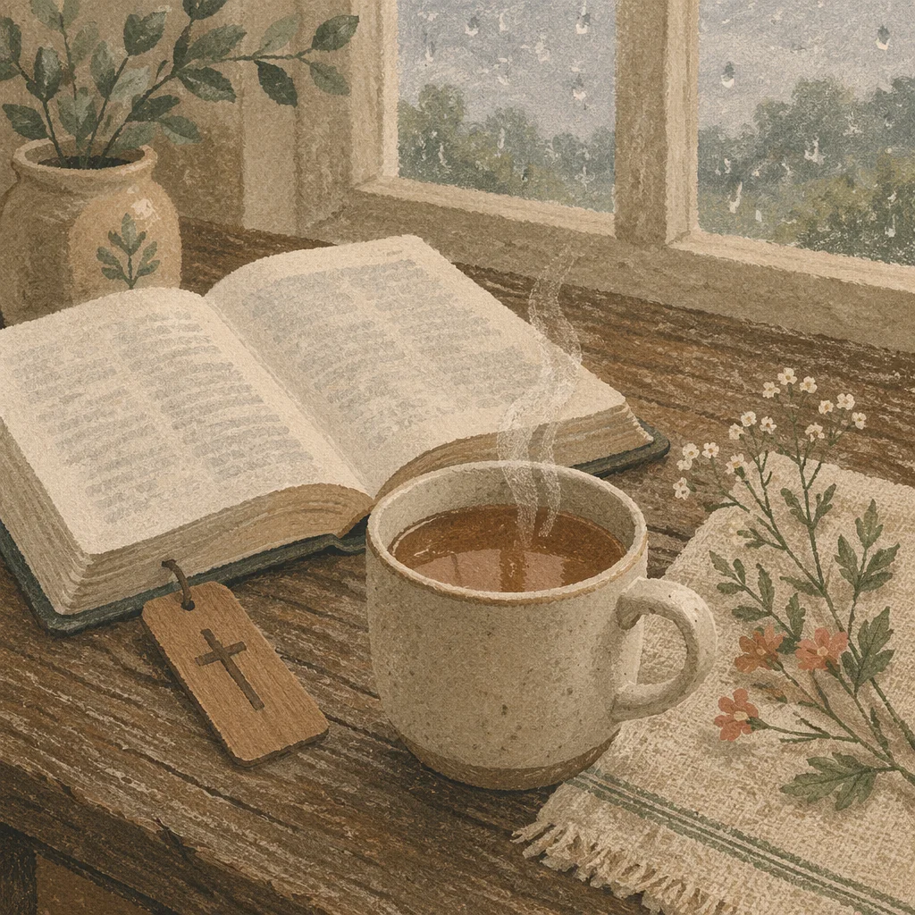 Open Book and Tea by Window