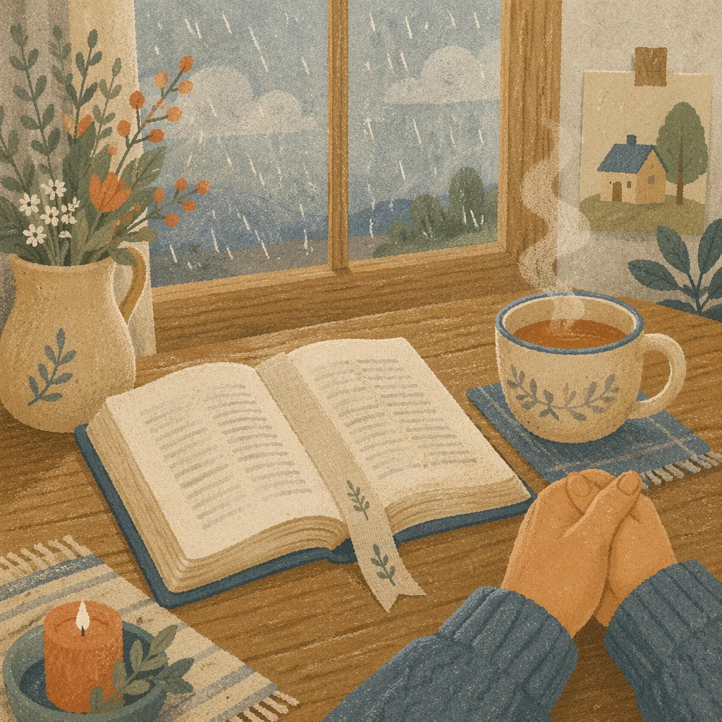 Open Book and Tea by Window