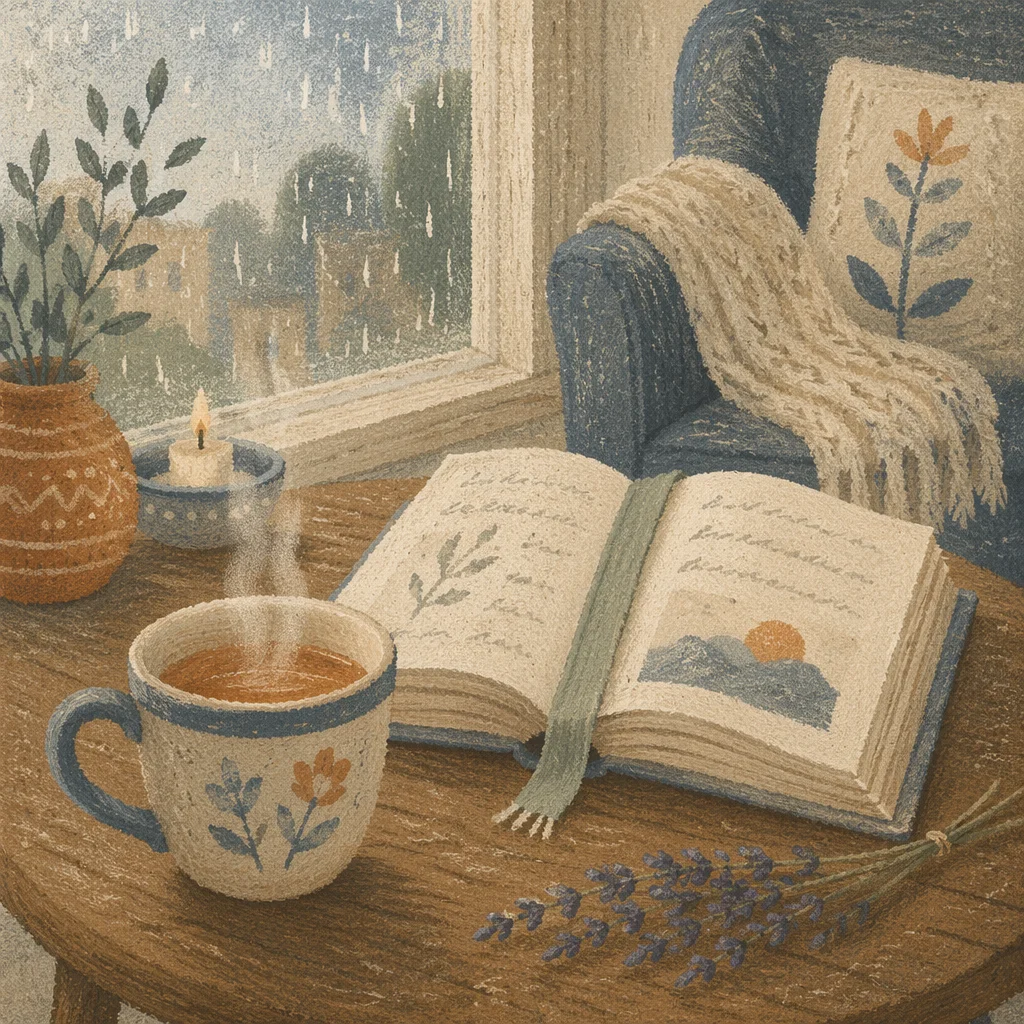 Open Book and Tea by Window
