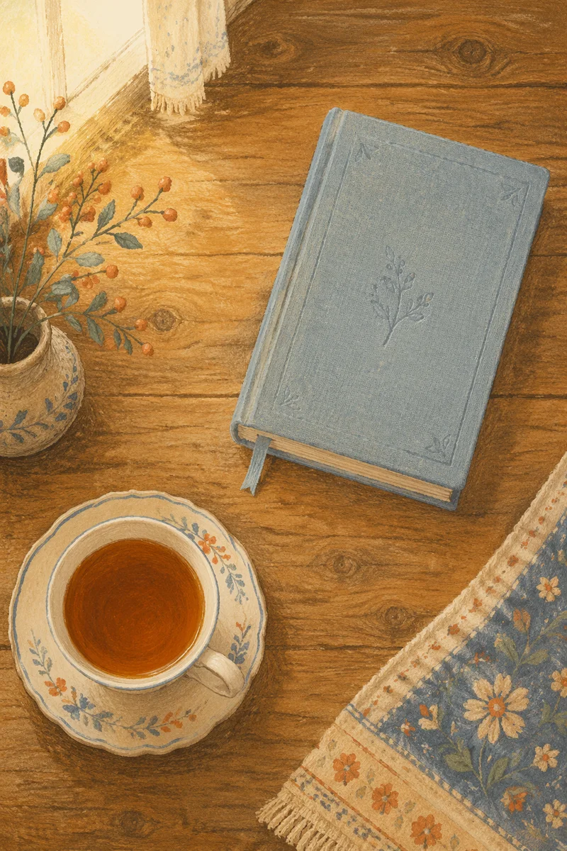 Devotional Book and Tea Flat Lay