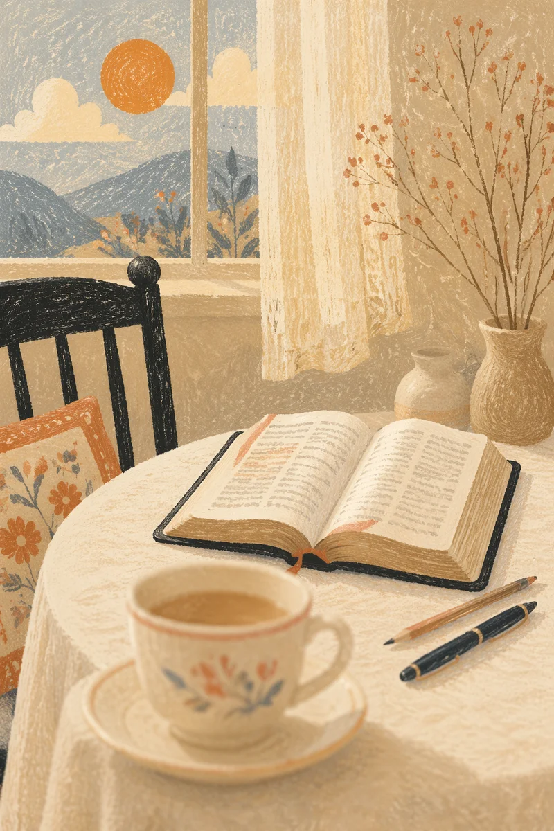Open Book and Tea on Table