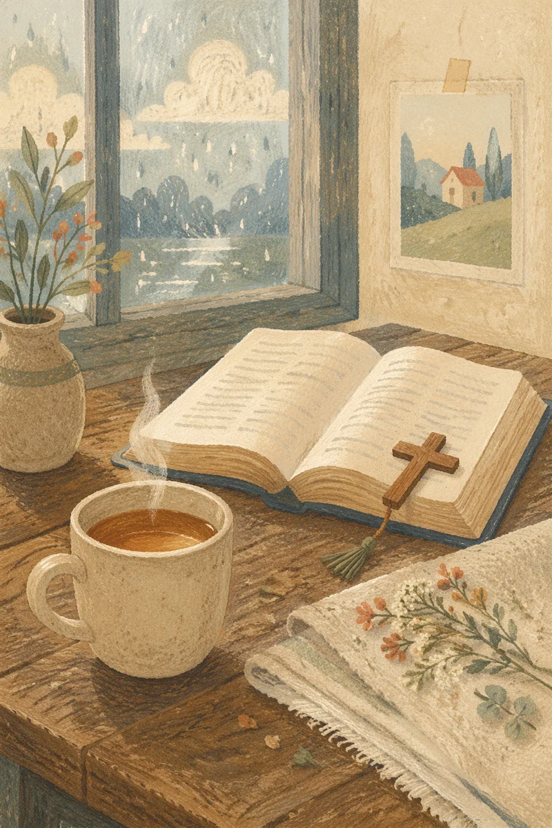 Open Book and Tea by Window