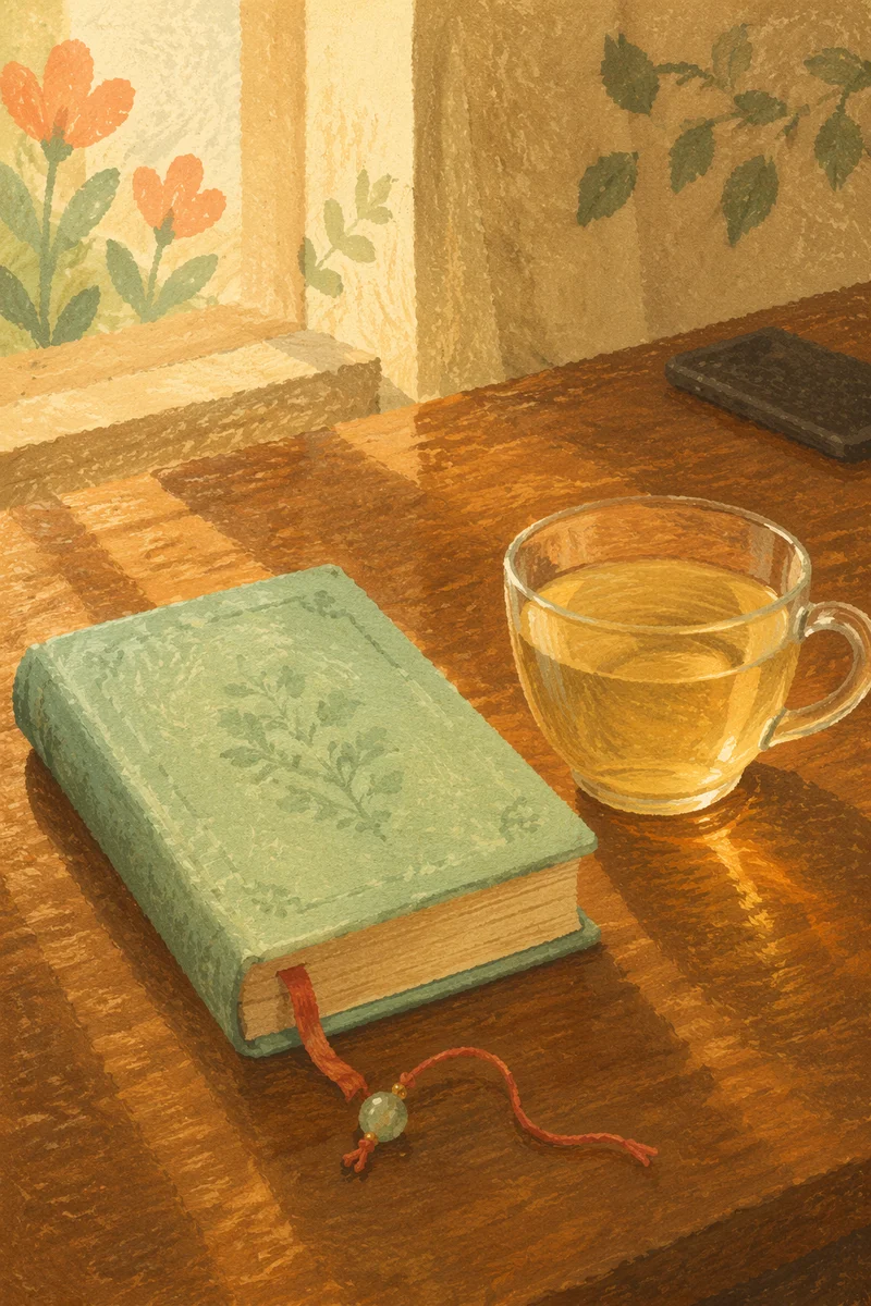 Mint Green Book and Tea Cup