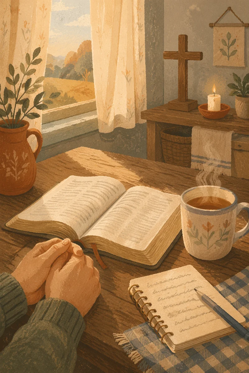 Open Book and Tea on Table