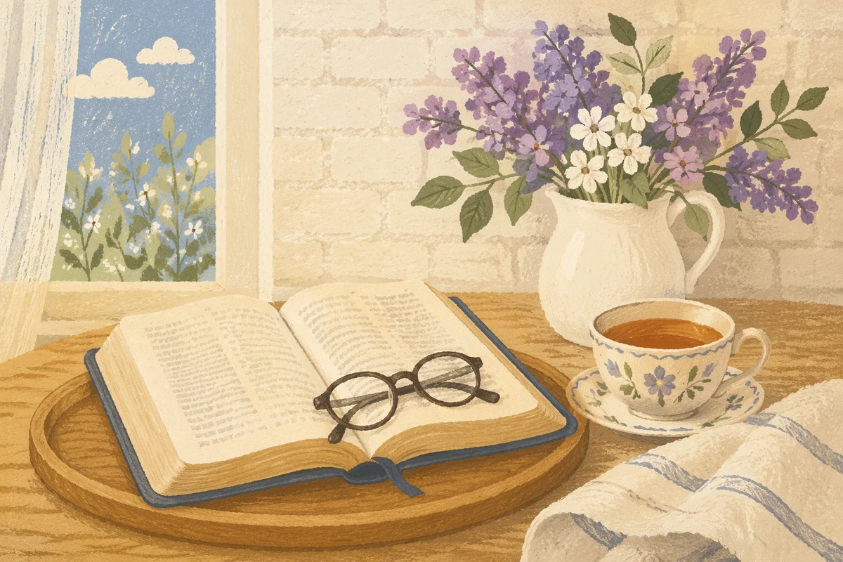 Open Book and Tea on Tray