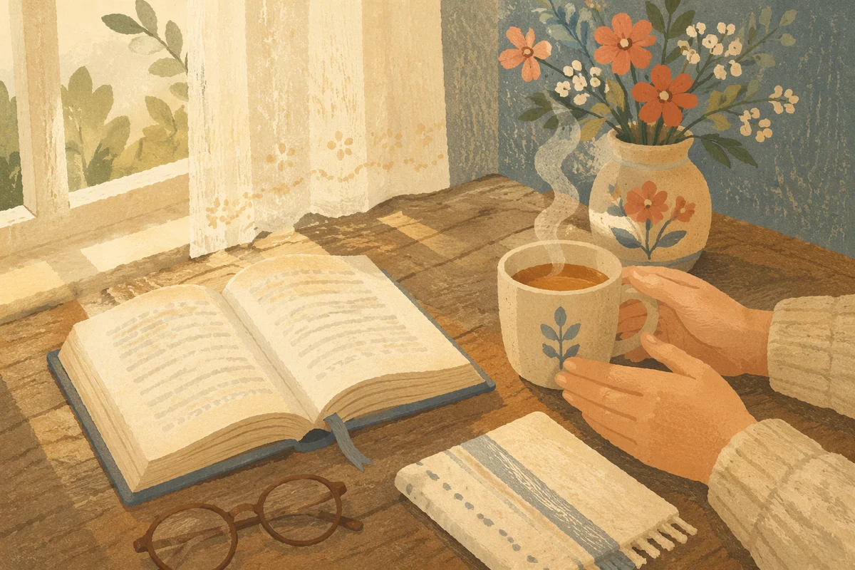 Open Book and Tea by Window