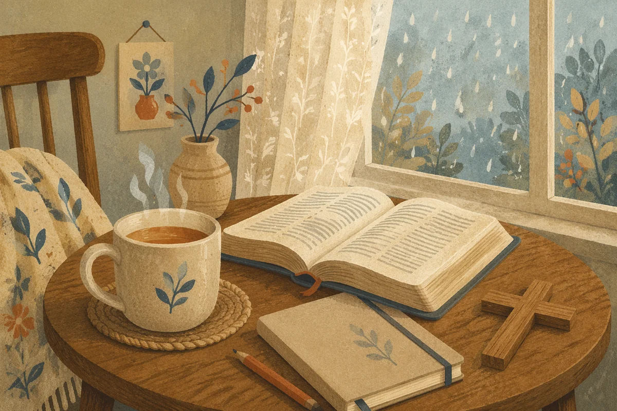 Tea and Open Book by Window