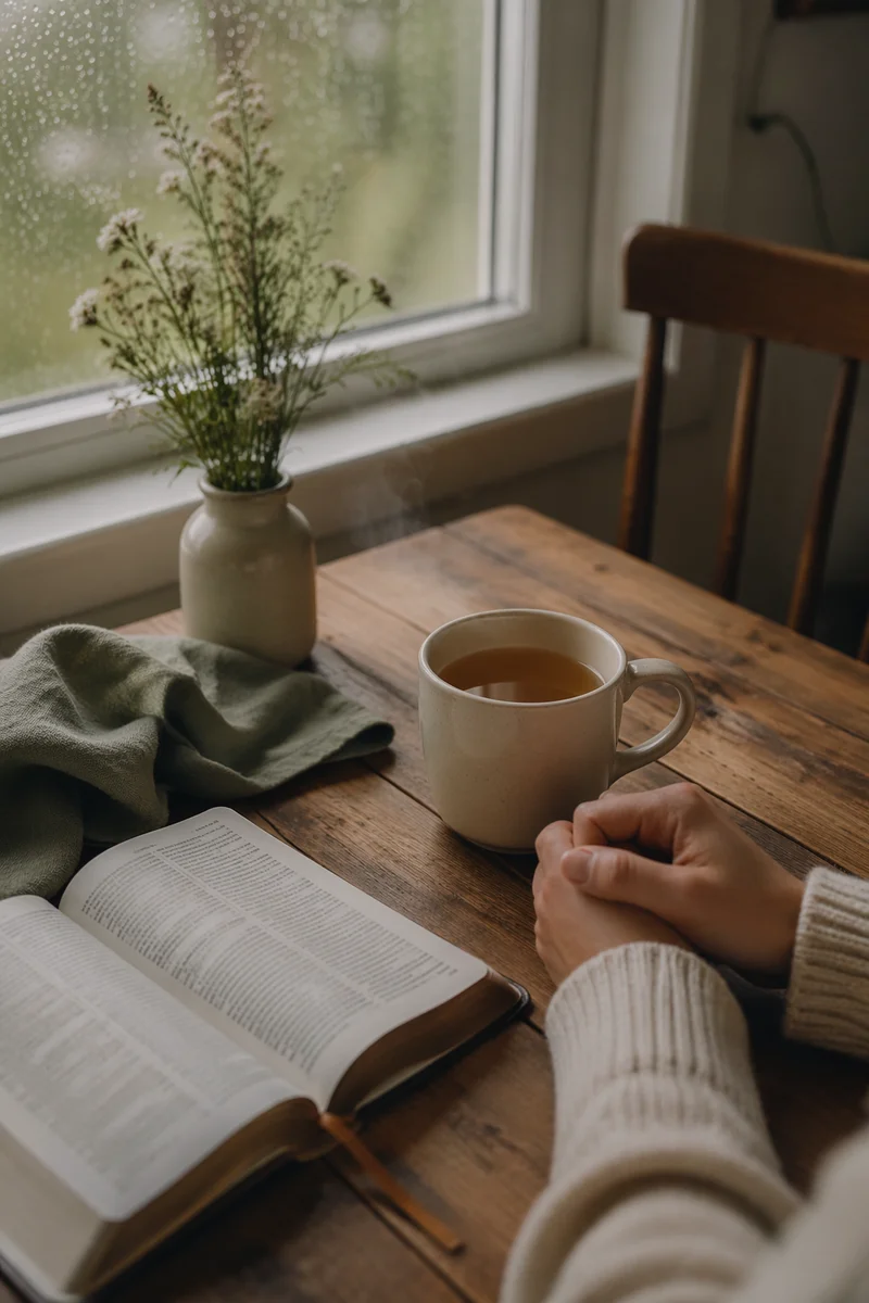 Open Book and Tea by Window