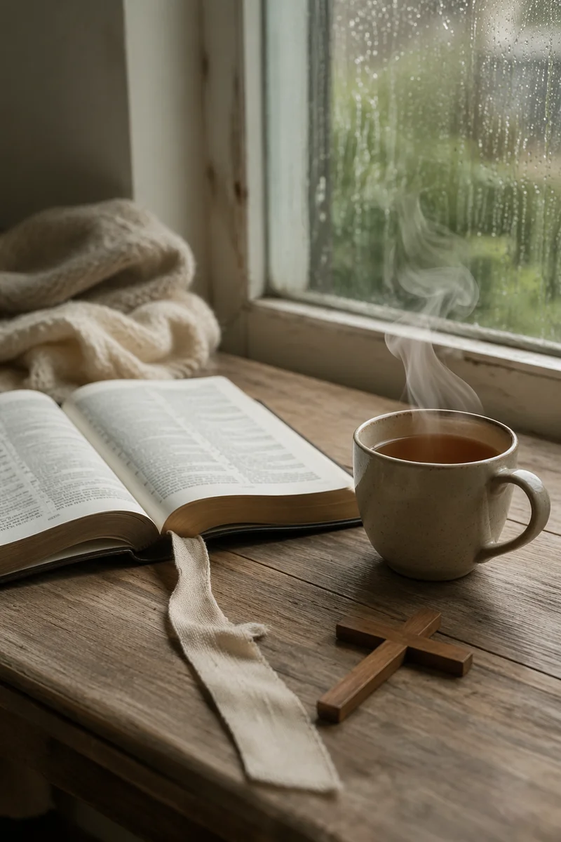 Open Book and Tea by Window