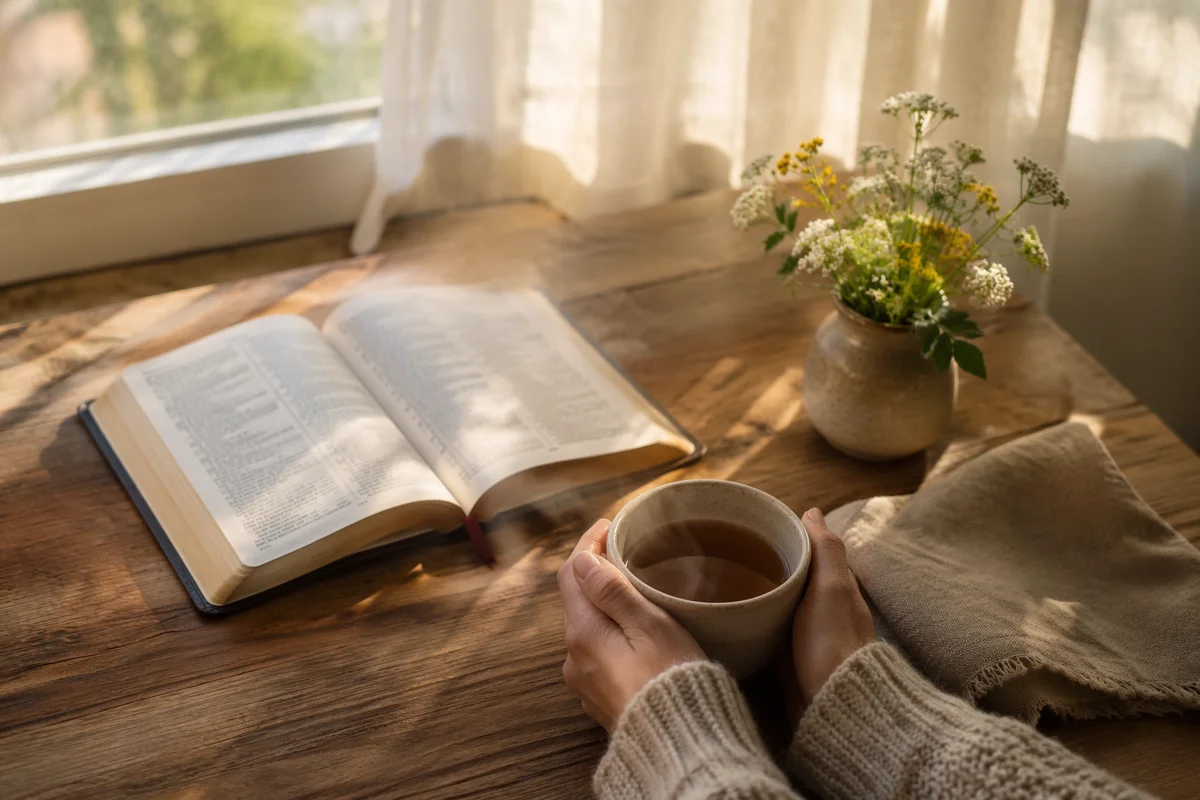 Open Book and Tea by Window