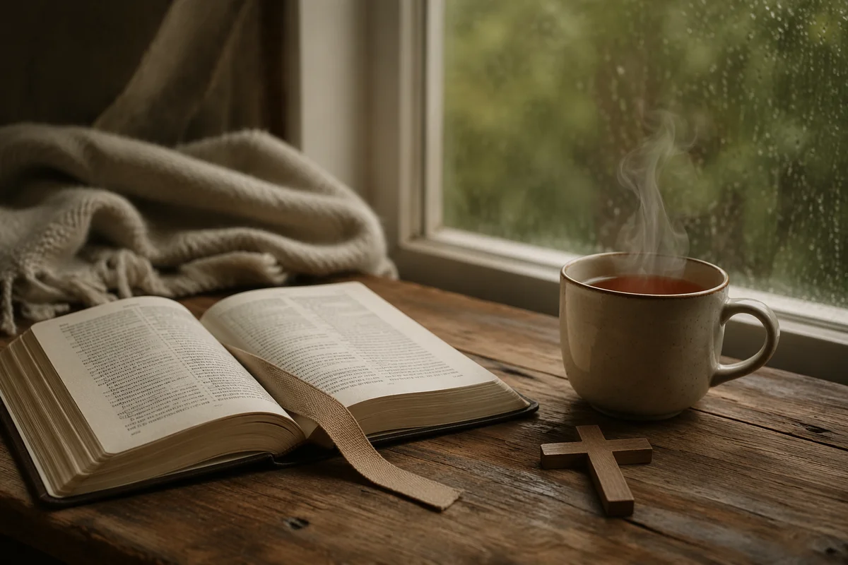 Open Book and Tea by Window