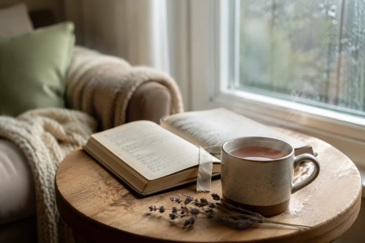 Open Book and Tea by Window