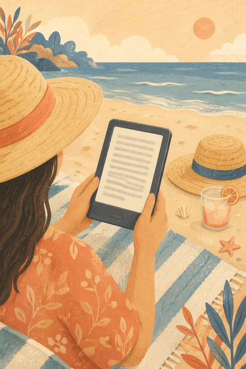 Beach Vacation Ebook Reading on Towel