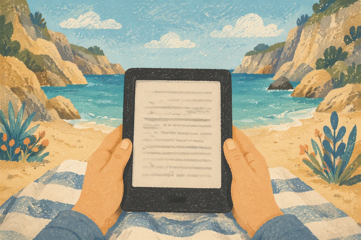 Beach Vacation Reading with Ebook Reader