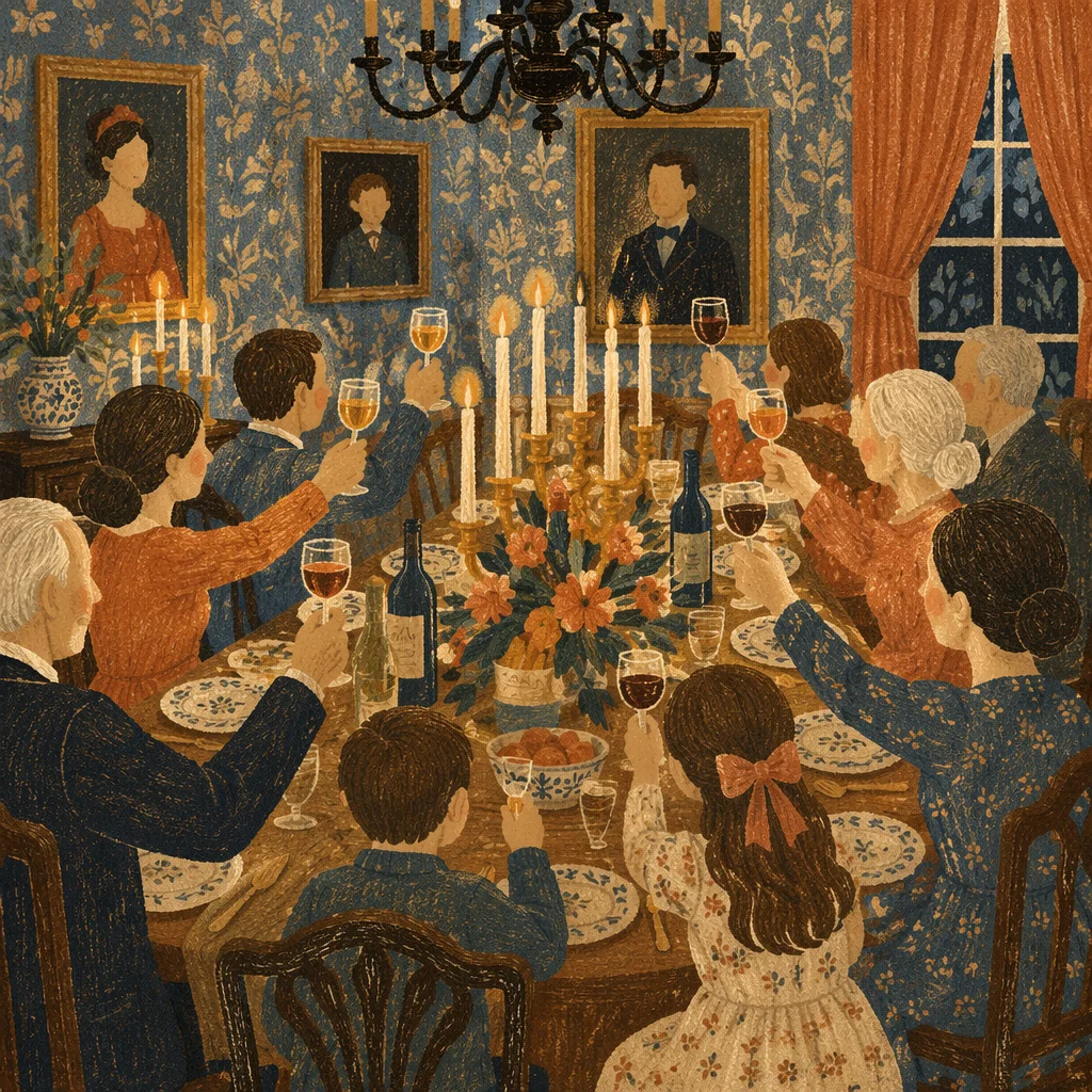 Candlelit Family Dinner Toast of Gratitude
